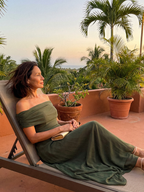June | Off Shoulder Draped Midi Dress
