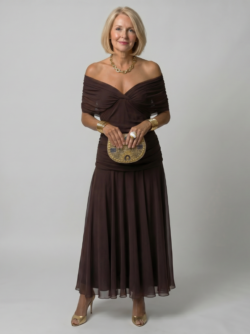 Marlowe & June™ | Off Shoulder Flow Midi Dress