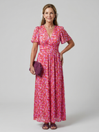 Juna | Short Sleeve Ditsy Floral Print Midi Dress
