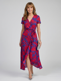 Priya | Short Sleeve Floral Wrap Midi Dress