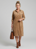 Pema | Long Sleeve Patch Pockets Midi Dress