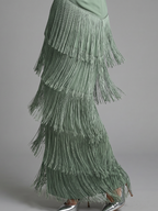 Samara | Long Sleeve Soft Fringe Skirt Midi Dress