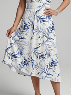 Kael | V Neck Soft Botanical Print Midi Dress