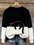 Audrey™ | Soft Oversized Sweater with Cat Print