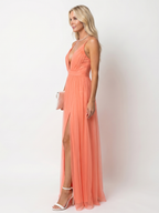 Tia | Deep V Strap Pleated Maxi Dress