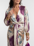 Valentina | Cross Wrap Tie Waist Printed Midi Dress