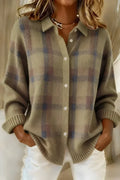 Taylor | Cozy Checked Knit Cardigan