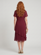 Eira | Short Sleeve Layered Hem Midi Dress