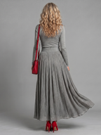 Lana | Long Sleeve Turtleneck Defined Waist Midi Dress