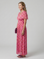 Juna | Short Sleeve Ditsy Floral Print Midi Dress