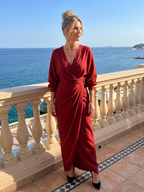 Fable | Long Sleeve Wrap Overlap Skirt Midi Dress