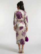 Valentina | Cross Wrap Tie Waist Printed Midi Dress