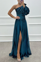 Marlowe & June™ | Elegant Striped Maxi Dress with One Shoulder