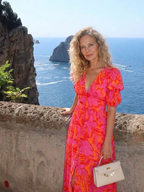 Marlowe & June™ | Floral V Neck Puff Sleeve Midi Dress