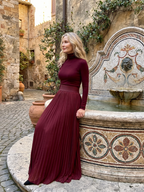 Lana | Long Sleeve Turtleneck Defined Waist Midi Dress