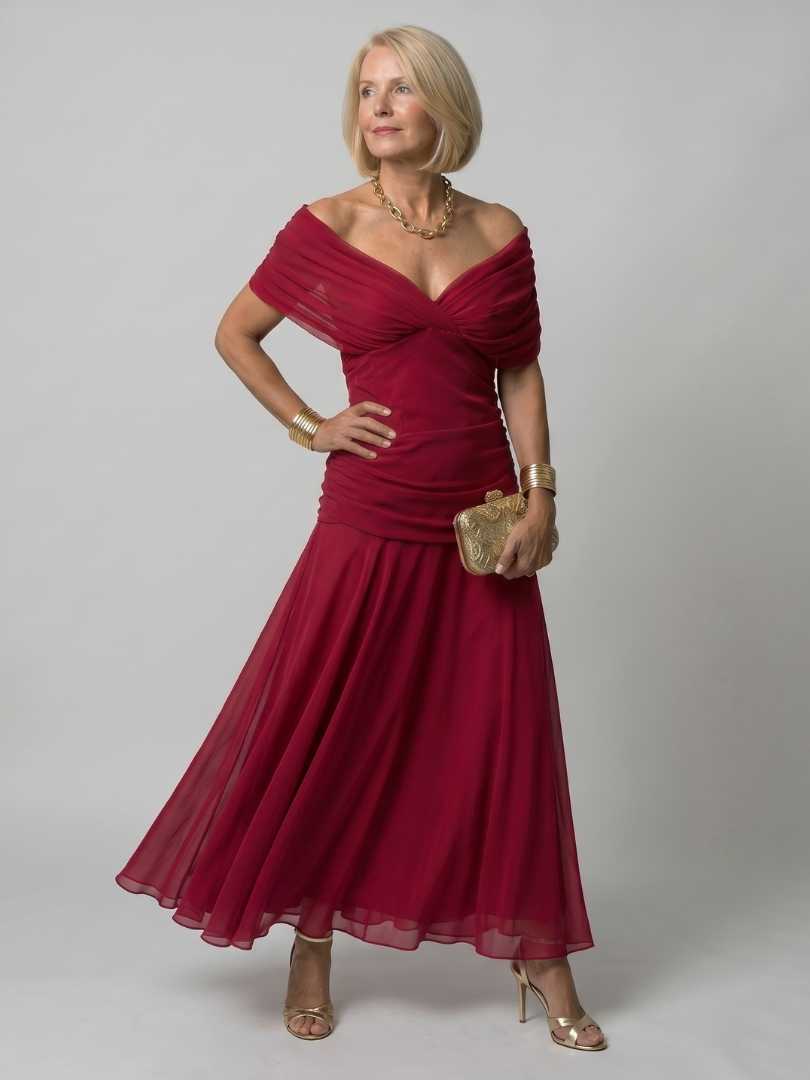Marlowe & June™ | Off Shoulder Flow Midi Dress