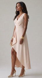 Marlowe & June™ |Midi Wrap Dress with V-Neck