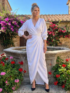 Fable | Long Sleeve Wrap Overlap Skirt Midi Dress