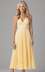 Marlowe & June™ | Pleated V-Neck Maxi Dress