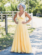 Marlowe & June™ | Pleated V-Neck Maxi Dress