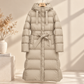 Marlowe & June™ | Elena Longline Belted Puffer Coat – Warm Hooded Winter Comfort