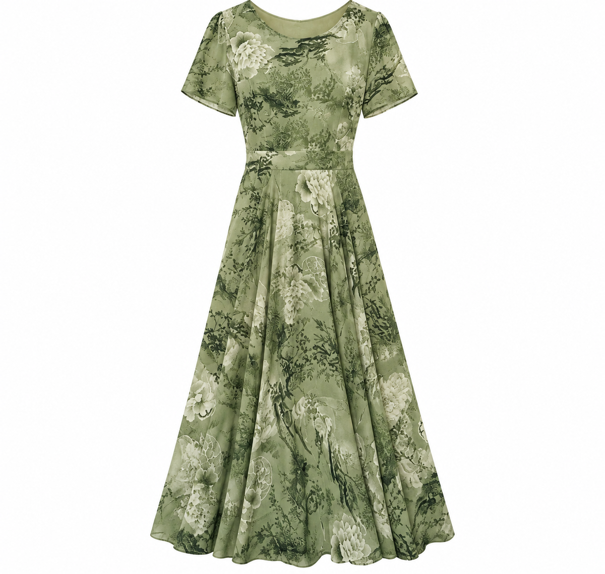 Marlowe & June™ | Elise Floral A-Line Midi Dress – Elegant Everyday Comfort