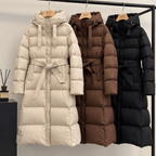 Marlowe & June™ | Elena Longline Belted Puffer Coat – Warm Hooded Winter Comfort