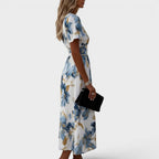 Denise | Floral Wrap Waist Midi Dress