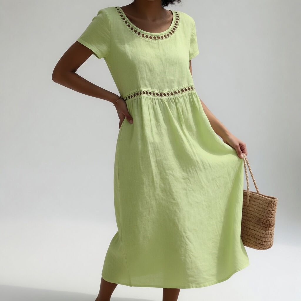 Pernelle™ | Embroidered Cotton Midi Dress
