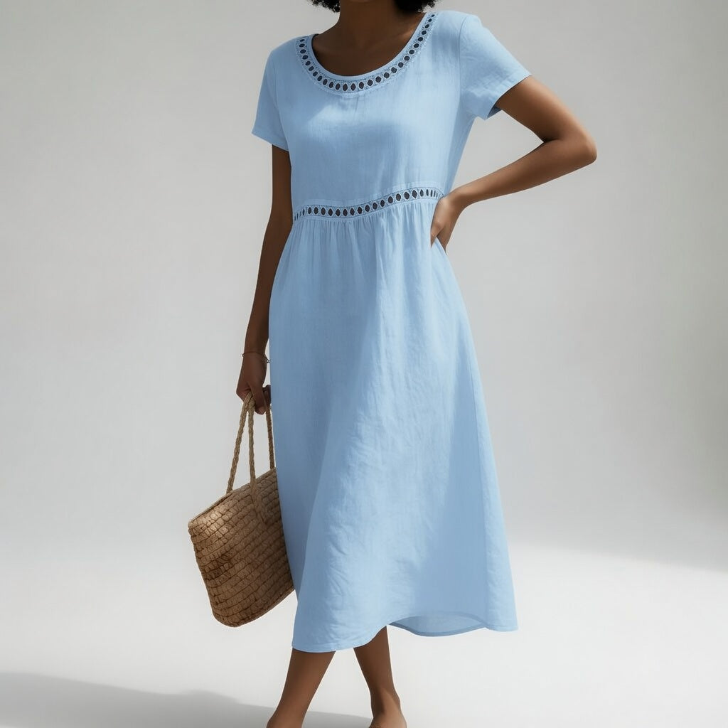 Pernelle™ | Embroidered Cotton Midi Dress