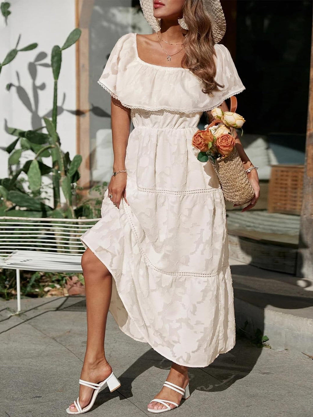 Marlowe & June™ | Sienna Off-Shoulder Tiered Maxi Dress – Flowy Summer Elegance