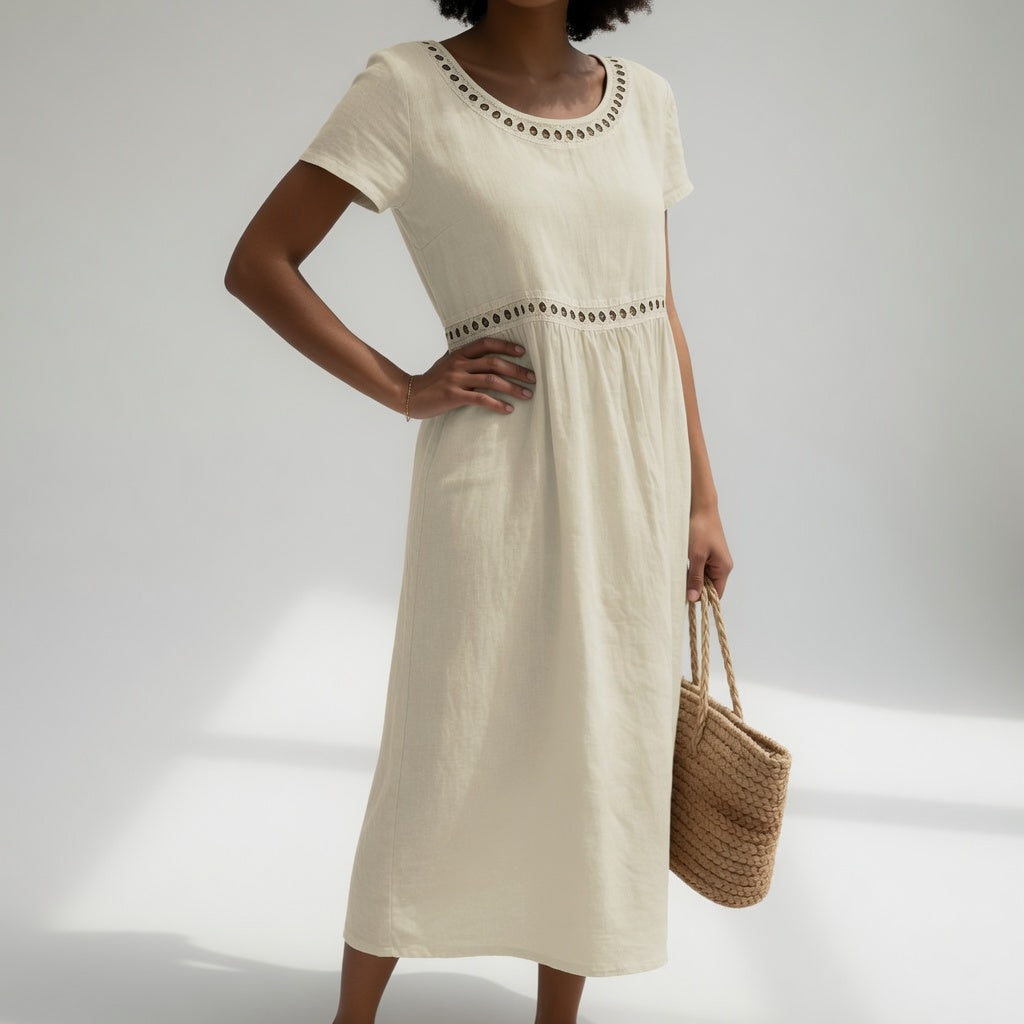 Pernelle™ | Embroidered Cotton Midi Dress