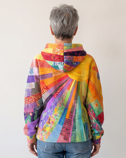 Dawnella™ | Bohemian Multicolor Patchwork Hoodie