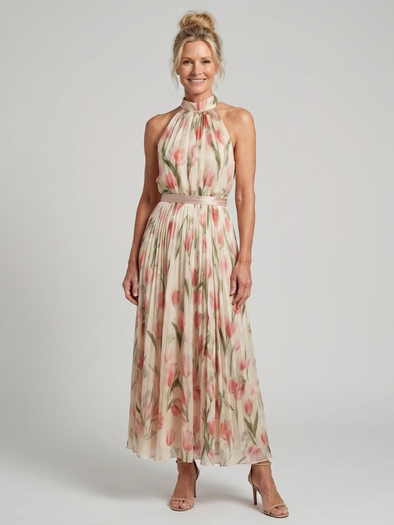 Marlowe & June™ | Halter Neck Floral Midi Dress