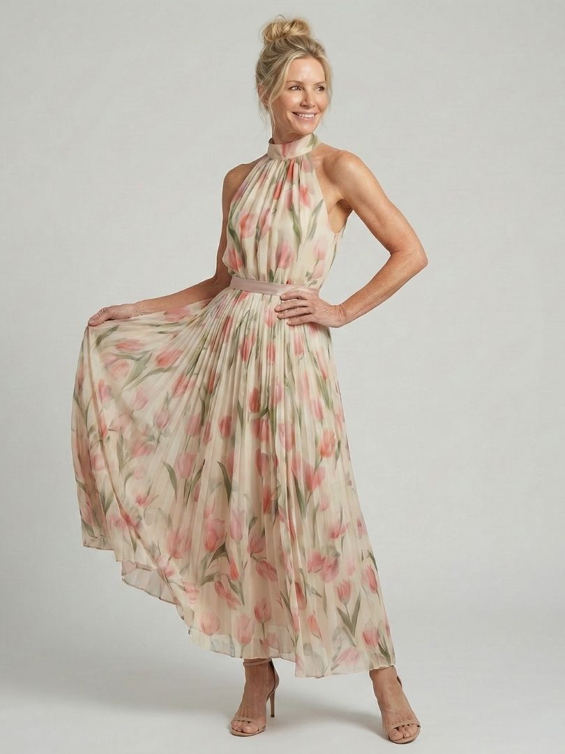 Marlowe & June™ | Halter Neck Floral Midi Dress