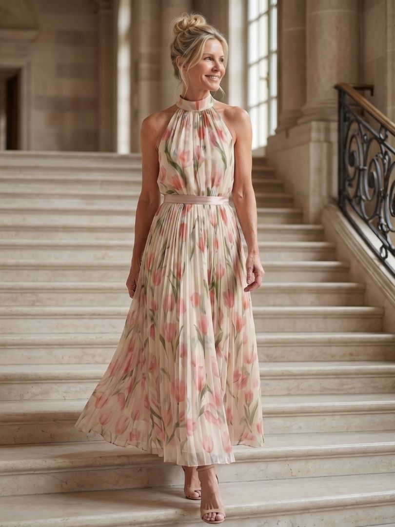 Marlowe & June™ | Halter Neck Floral Midi Dress