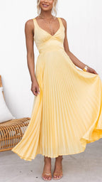 Marlowe & June™ | Pleated V-Neck Maxi Dress