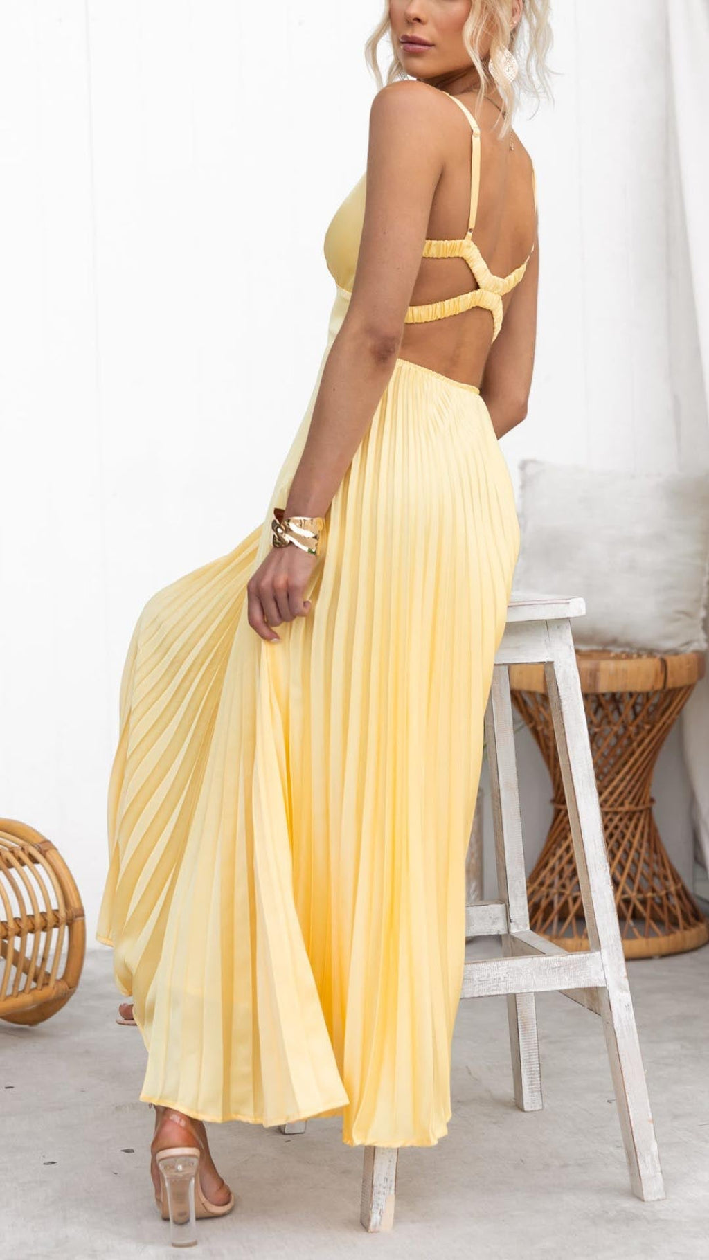 Marlowe & June™ | Pleated V-Neck Maxi Dress