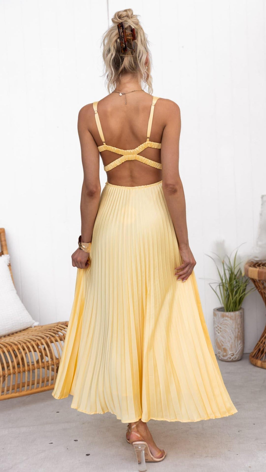 Marlowe & June™ | Pleated V-Neck Maxi Dress