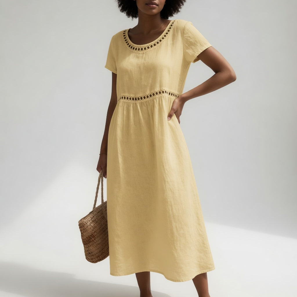 Pernelle™ | Embroidered Cotton Midi Dress