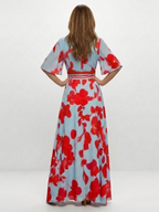 Marlowe & June™ | V Neck Short Sleeve Floral Maxi Dress
