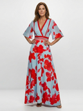 Marlowe & June™ | V Neck Short Sleeve Floral Maxi Dress