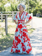 Marlowe & June™ | V Neck Short Sleeve Floral Maxi Dress