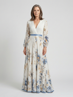 Marlowe & June™ | Long Sleeve V Neck Floral Maxi Dress