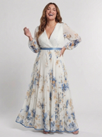 Marlowe & June™ | Long Sleeve V Neck Floral Maxi Dress