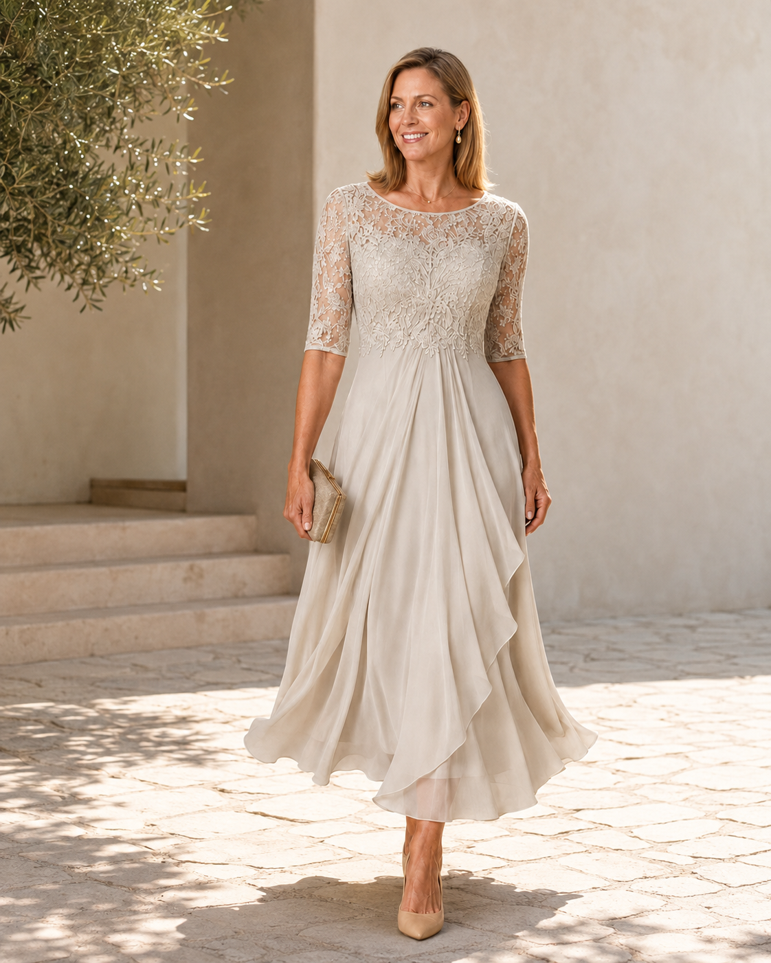 Rose | Flattering Lace Midi Dress
